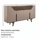 Ver imagem 3 de Aparador Buffet Danubio 4 Portas 2 Gavetas Pés Madeira Maciça Fendi/Carvalho