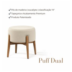 Puff Dual 2 em 1 Acabamento Moderno Vira Mesa de Apoio Linho Palha - 5