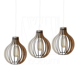 Luminaria Pendente Tripla Bali E27 Madeira Mdf Cq Desmontada:branco - 4
