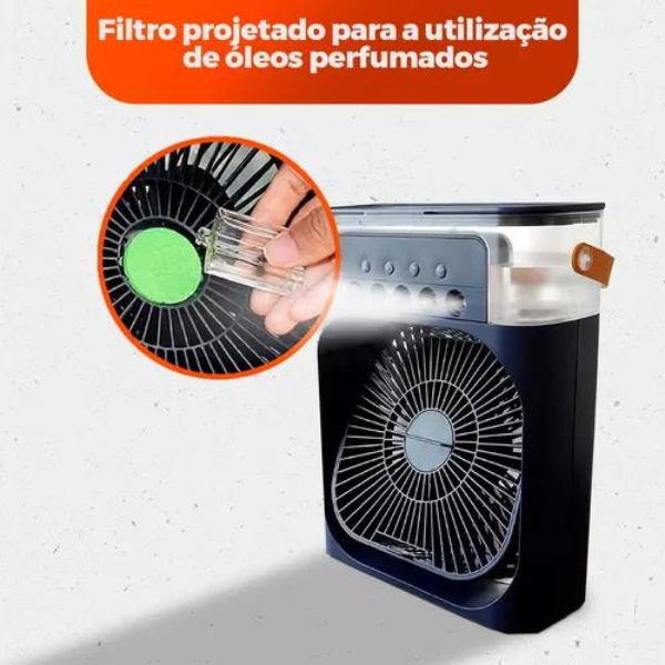 Ventilador Portátil Mesa Mini Ar Condicionado Umidificador Cor:preto - 4