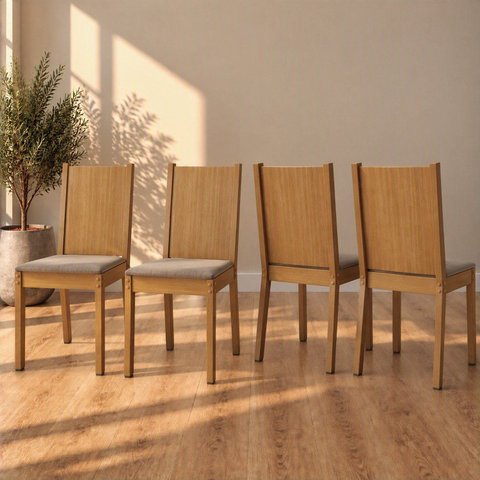 Kit 4 Cadeiras Estofadas para Mesa de Jantar Tami