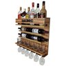 Bar e Adega de Parede para vinho e bebidas com porta taças - Barzinho - 60 x 51 - cor Nogueira - 8