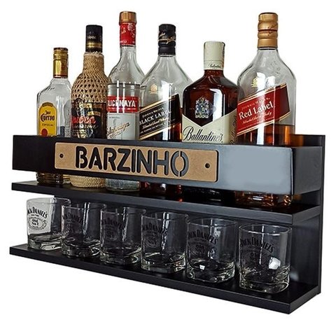 Barzinho Bar de Parede Mdf Decoração Linha Premium - Barzinho - 60 X 26 Preto Fosco