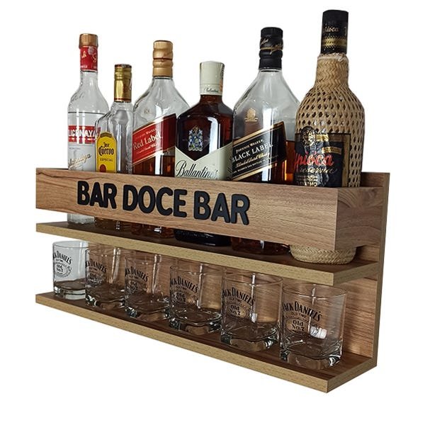 Bar Barzinho de Parede 100% Mdf Decoração - Bar Doce Bar - 60 x 26 Nogueira - 4