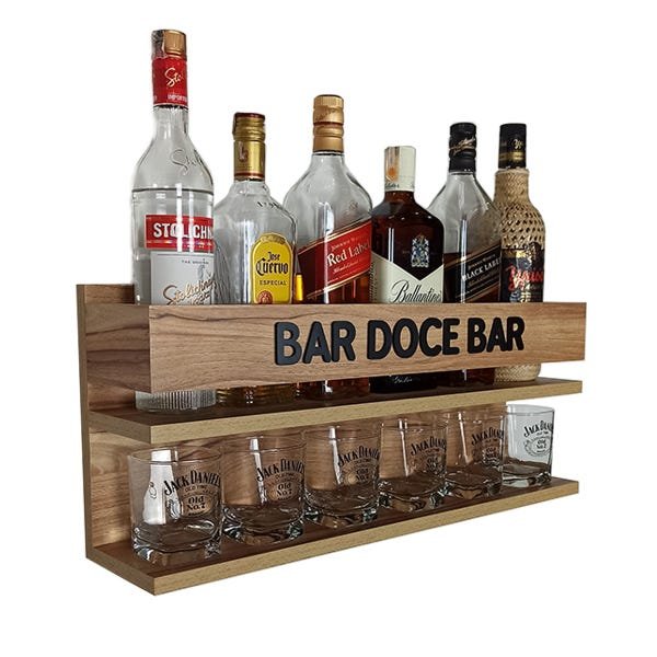 Bar Barzinho de Parede 100% Mdf Decoração - Bar Doce Bar - 60 x 26 Nogueira