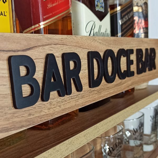 Bar Barzinho de Parede 100% Mdf Decoração - Bar Doce Bar - 60 x 26 Nogueira - 2