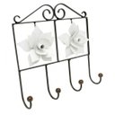Ver imagem 1 de Gancho de Ferro de Parede Artesanal com Flores Rusticos Decorativo Libertas Rosas Artesanato Branco