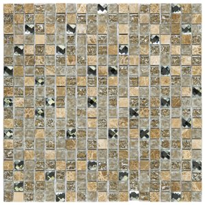 Pastilha Mesclada de Mármore e Vidro 30cm x 30cm Diamond Glass Mosaic (Placas)