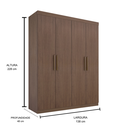 Ver imagem 2 de Guarda Roupa Colibri 4 Portas Mdf Castanho