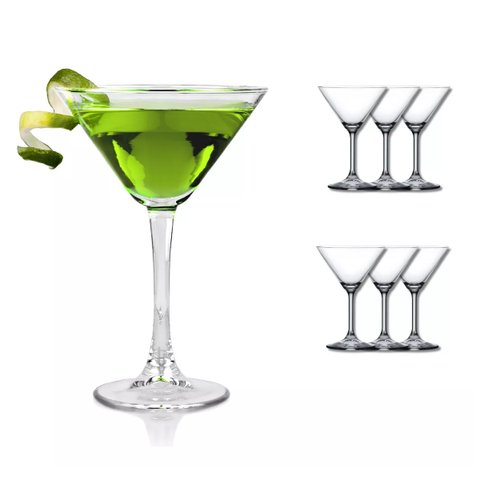 Jogo 6 Taças Martini Cristal Titânio Bohemia Roberta 210ml