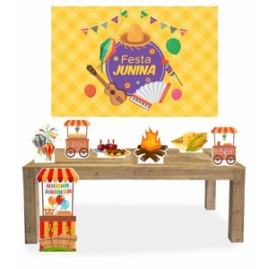 Kit Display Festa Junina 7 Peças + Painel Grande