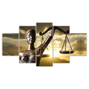 Kit Quadros Decorativos Sala Deusa Justiça Direito Advocacia Mosaico