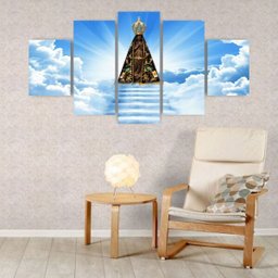 Quadros Decorativos Mosaico MDF Nossa Senhora Aparecida 115x60cm - 4 Quadros Decorativos Mosaico MDF Nossa Senhora Aparecida 115x60cm - 4
