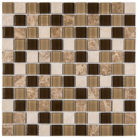 Pastilha de Vidro e Mármore de 29cm X 29cm Rende  Glass Mosaic