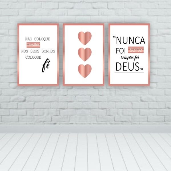 Kit Placas Quadros Decorativos 3 Pçs 60x40 Religioso Nunca Foi Sorte - 2