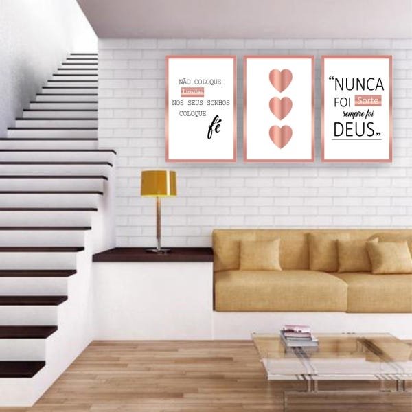 Kit Placas Quadros Decorativos 3 Pçs 60x40 Religioso Nunca Foi Sorte - 5