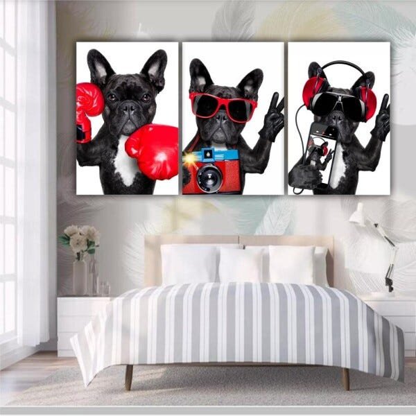 Quadros Decorativos Cachorro Buldogue Francês 180x60 - 2