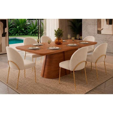 Mesa Cozinha Ryze 170 + 6 Cad Lizy Freijo DJ Móveis