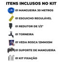 Ver imagem 2 de Mangueira De Jardim 30m Metros Reforçada Chata Antitorção + Suporte + Torneira Reforçada + Fita Veda