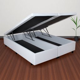 Cama Box Super King Baú Corino Linho  193x203 com Colchão Adapto Molas ensacadas - 2