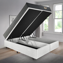 Ver imagem 3 de Cama Box Super King Baú Corino Linho  193x203 com Colchão Adapto Molas ensacadas