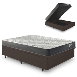 Cama Box Casal Baú Corino Linho  com Colchão Adapto Molas ensacadas 138x188 - 1