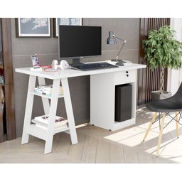 Mesa De Escritório Bali Branco Computador/ Notebook / Home Office - 3