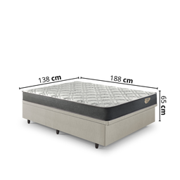 Cama Box Casal Baú Corino Linho  + Colchão Adapto Molas ensacadas 138x188 - 2