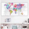 Quadros decorativo mosaico Mapa Mundi Colorido, sala 120x60 - 3