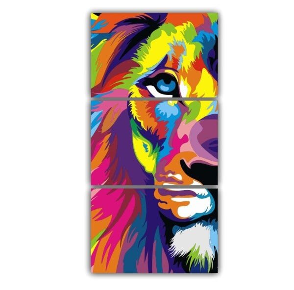 Quadros Decorativos Leão de Judá Colorido Abstrato 120x60