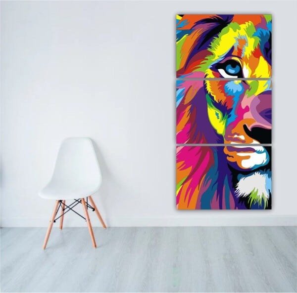 Quadros Decorativos Leão de Judá Colorido Abstrato 120x60 - 3