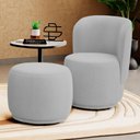 Ver imagem 2 de Poltrona Decorativa com Puff Orgânico Molly Bouclê Cinza Claro - Desk Design