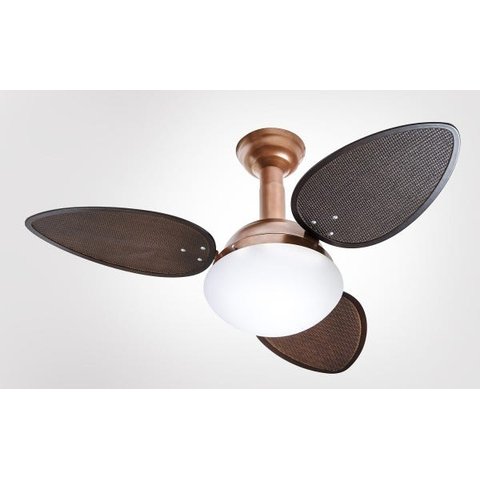Ventilador de Teto Jet Venti-Delta Cobre 3 Pás Rattan Chocolate 110V