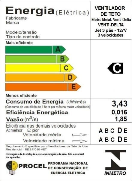 Ventilador de Teto Jet Venti-Delta Preto 3 Pás Mogno 110 V - 3