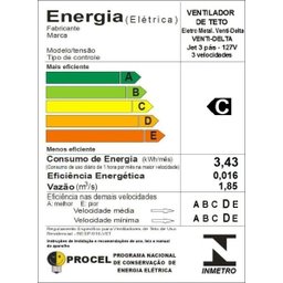 Ventilador de Teto Jet Venti-Delta Preto 3 Pás Mogno 110 V - 3