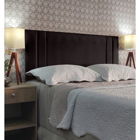 Cabeceira Solteiro 90 Cama Box Double Siena Marrom Suede Painel Rbl