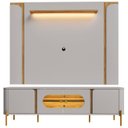 Ver imagem 4 de Painel Tv 75 Pol Marina e Rack com Led 180cm Ricky Off/cinamomo B02 - Mpozenato