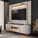 Ver imagem 2 de Painel Tv 75 Pol Marina e Rack com Led 180cm Ricky Off/cinamomo B02 - Mpozenato
