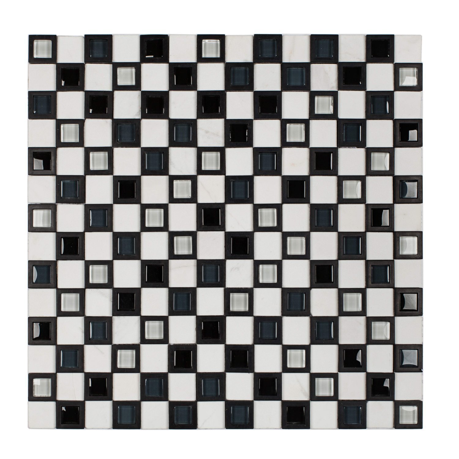 Pastilha Mesclada de Mármore, Vidro e Resina 32cm x 32cm Volpi Glass Mosaic (Placas)