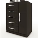 Ver imagem 2 de Cômoda 5 Gavetas 1 Porta Corais Preto Fosco - Pnr Móveis