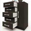 Ver imagem 5 de Cômoda 5 Gavetas 1 Porta Corais Preto Fosco - Pnr Móveis