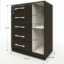 Ver imagem 4 de Cômoda 5 Gavetas 1 Porta Corais Preto Fosco - Pnr Móveis