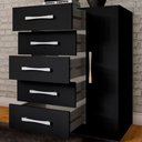 Ver imagem 6 de Cômoda 5 Gavetas 1 Porta Corais Preto Fosco - Pnr Móveis