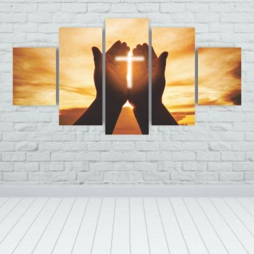 Quadros Decorativos Religioso Mãos ao Senhor Por do Sol Sala Quarto - 2