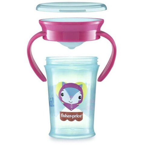 Copo Treinamento Transição Bebê Fisher Price Rosa Candy 360