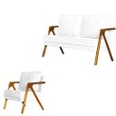 Ver imagem 1 de Kit 1 Poltrona Mona Luxo + Namoradeira Mona Luxo Recepçãoo - Courino Branco
