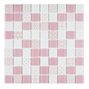 Pastilha de Vidro Patchwork de 29cm X 29cm Rende Glass Mosaic