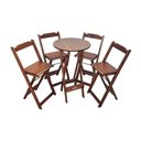 Ver imagem 1 de Mesa Bistrô Dobrável de Madeira Redonda com 4 Banquetas Imbuia