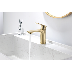 Torneira Misturador Monocomando Dourado Fosco Redondo Para Banheiro M0105DF Harmony Misturador Baixo - 2