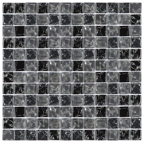 Pastilha de Vidro Ice de 30cm x 30cm Rende Glass Mosaic Preto